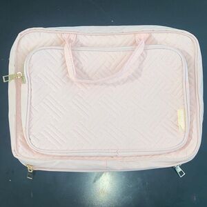 Pink Quilted Laptop or Toiletry Cosmetic Bag